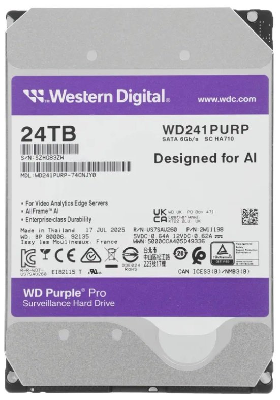 HDD 24000 GB (24 TB) SATA-III Purple Pro (WD241PURP)