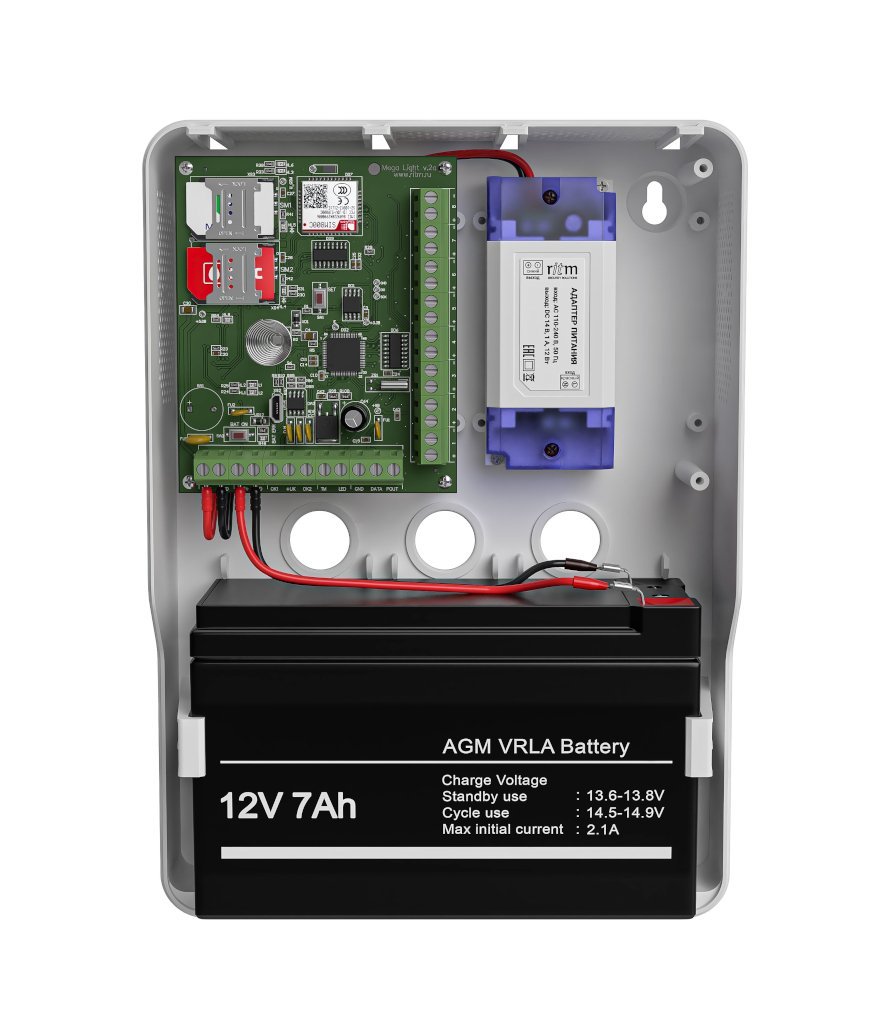 Mega Light 433 в корпусе (под АКБ 1,2-7Ач с БРП 12V 1А)