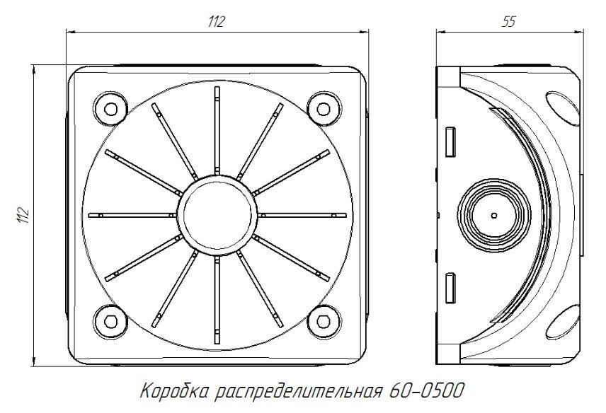 Коробка распределительная для видеокамер для прямого монтажа двухкомпонентная безгалогенная (HF) серая 100х100х50 (60-0500) (Промрукав)