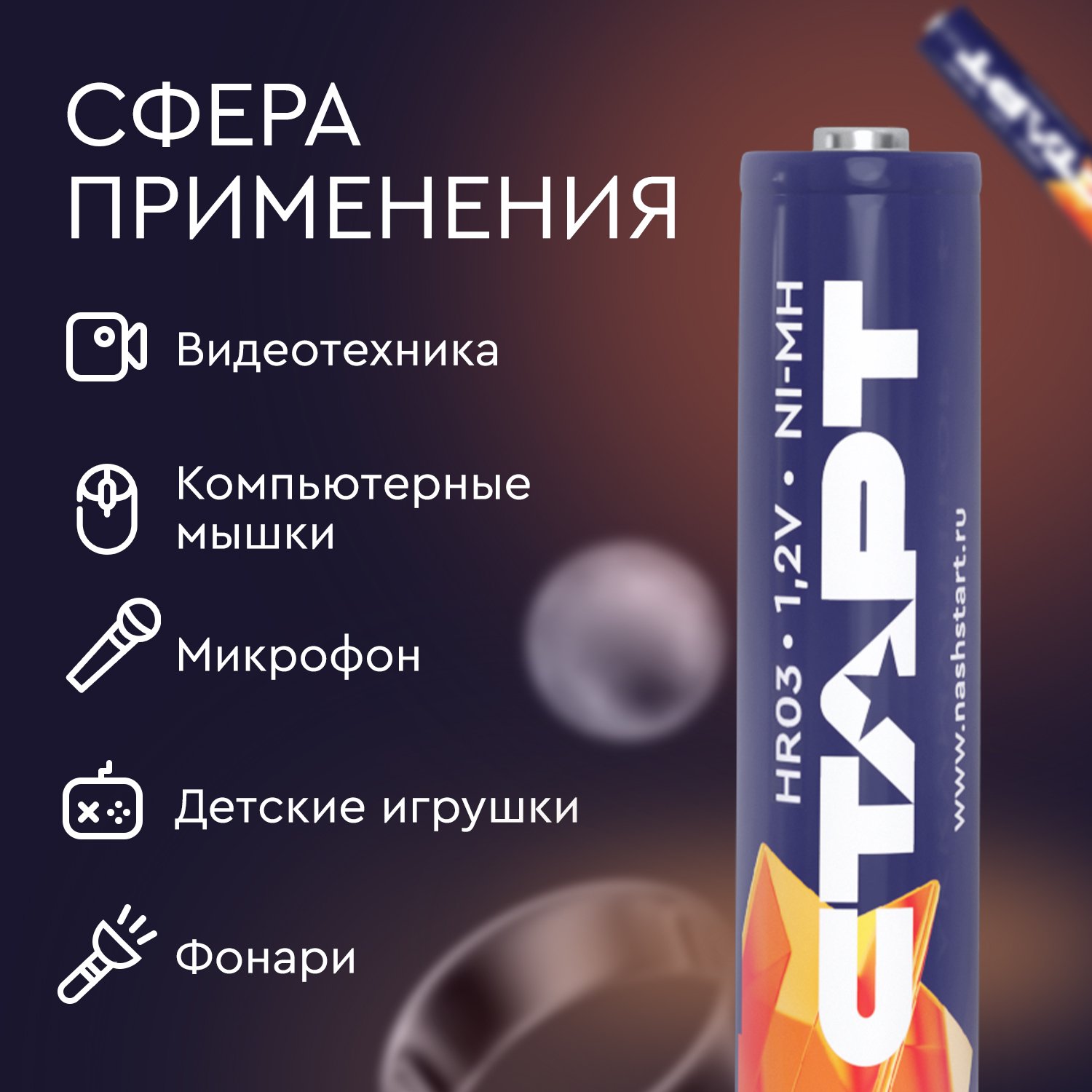 СТАРТ HR03 (AAA, 950mah), упак. 2 шт. БЛИСТЕР