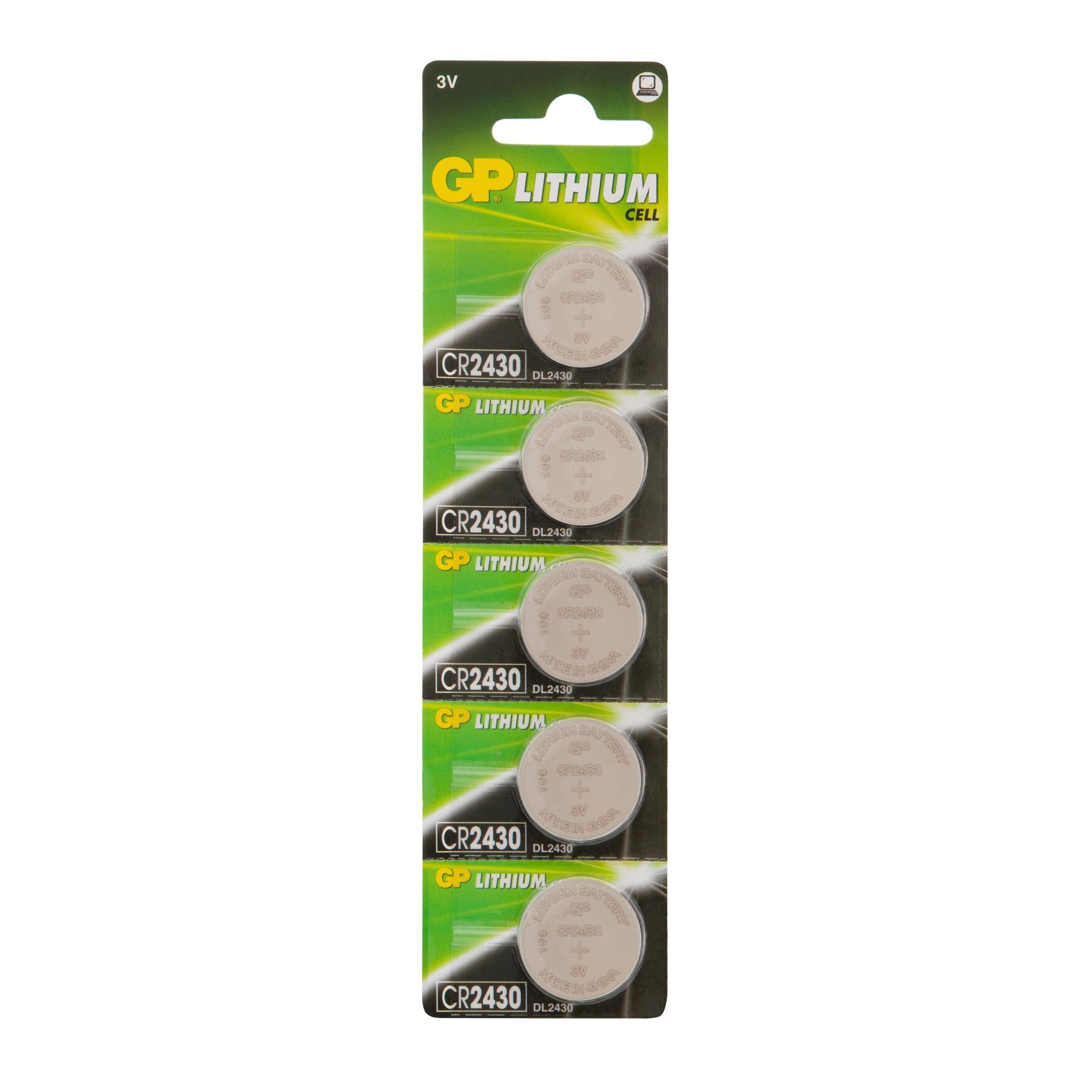 GP Lithium CR2430 (GP CR2430-2C5 100/1000), упак. 5 шт. БЛИСТЕР