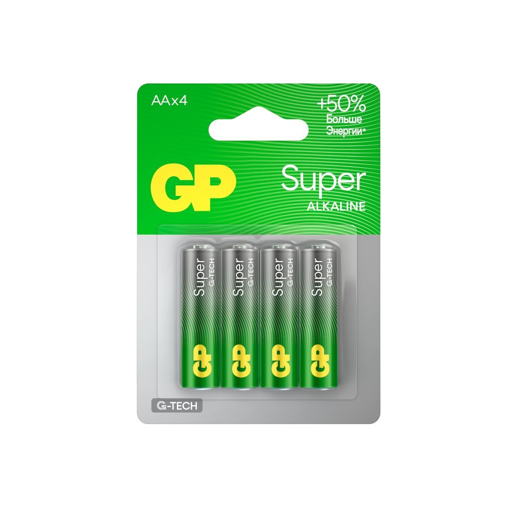 GP Super Alkaline 15A AA (GP 15AA21-2CRSBC4), упак. 4 шт. БЛИСТЕР