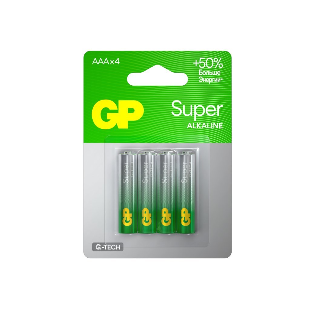 GP Super Alkaline 24A AAA (GP 24AA21-2CRSBC4), упак. 4 шт. БЛИСТЕР