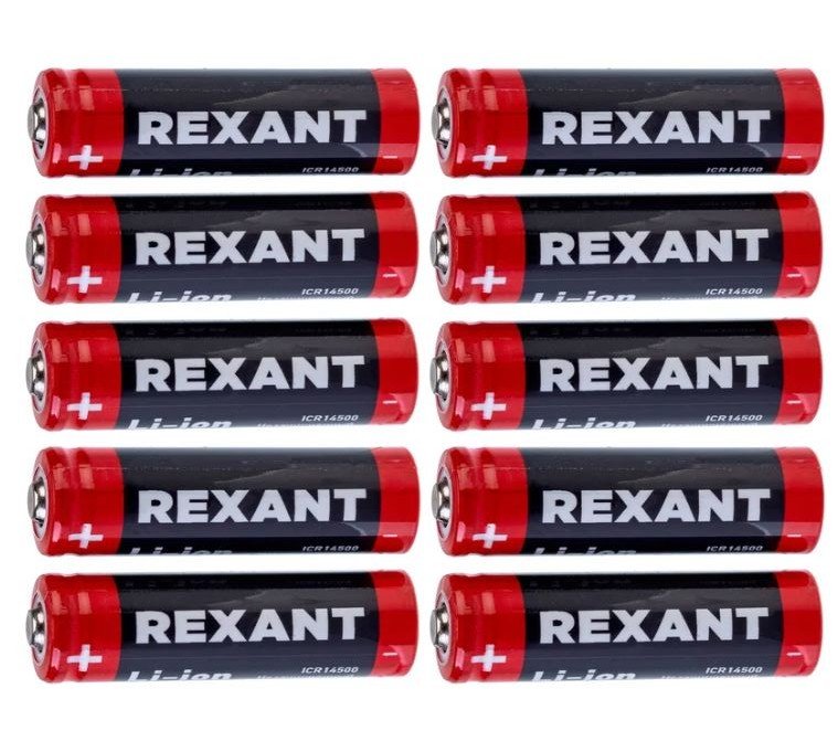 Аккумулятор Li-ion 14500, 3,7В, 750мАч, без платы защиты, высокий контакт, REXANT (30-2050)