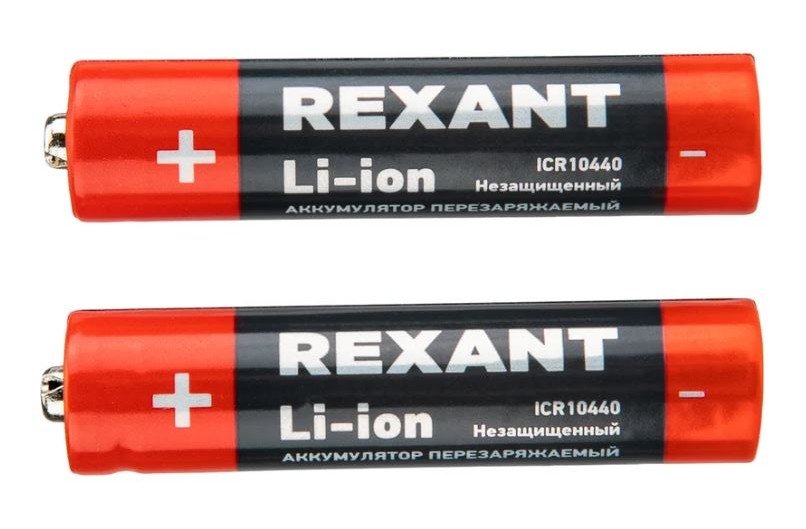 Аккумулятор Li-ion 10440, 3,7В, 320мАч, без платы защиты, плоский контакт, REXANT (30-2065)