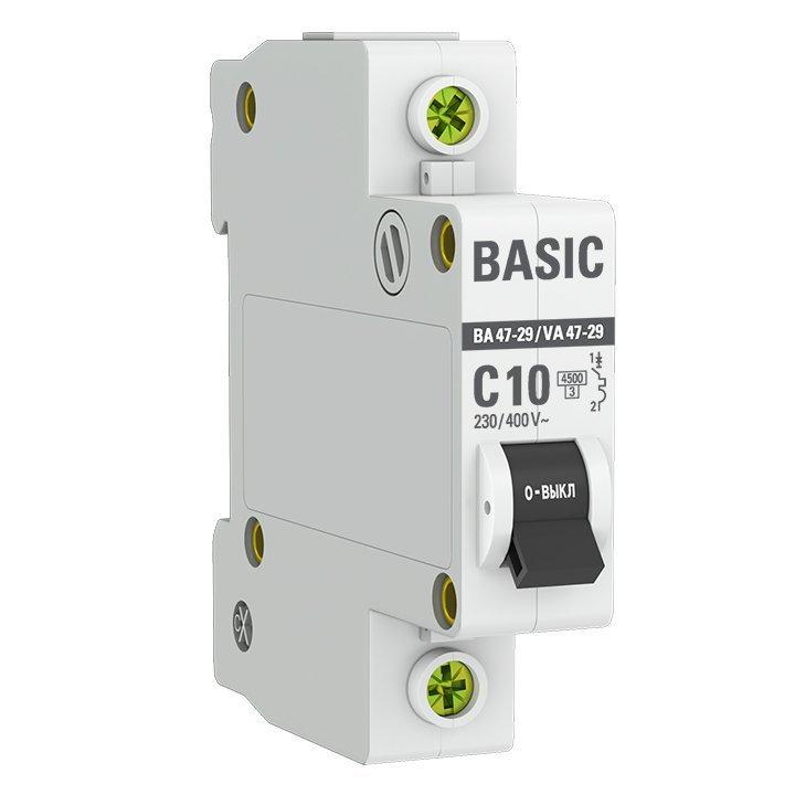 Автоматический выключатель 1P 10А (C) 4,5кА ВА 47-29 Basic (mcb4729-1-10C)