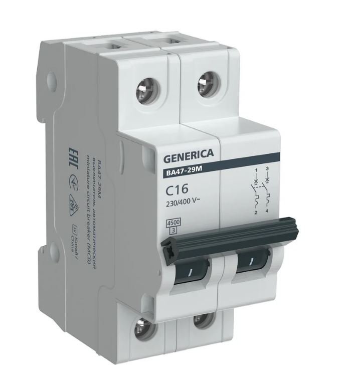 GENERICA ВА47-29М 2P C 16А 4,5кА (MVA21-2-016-C-G)