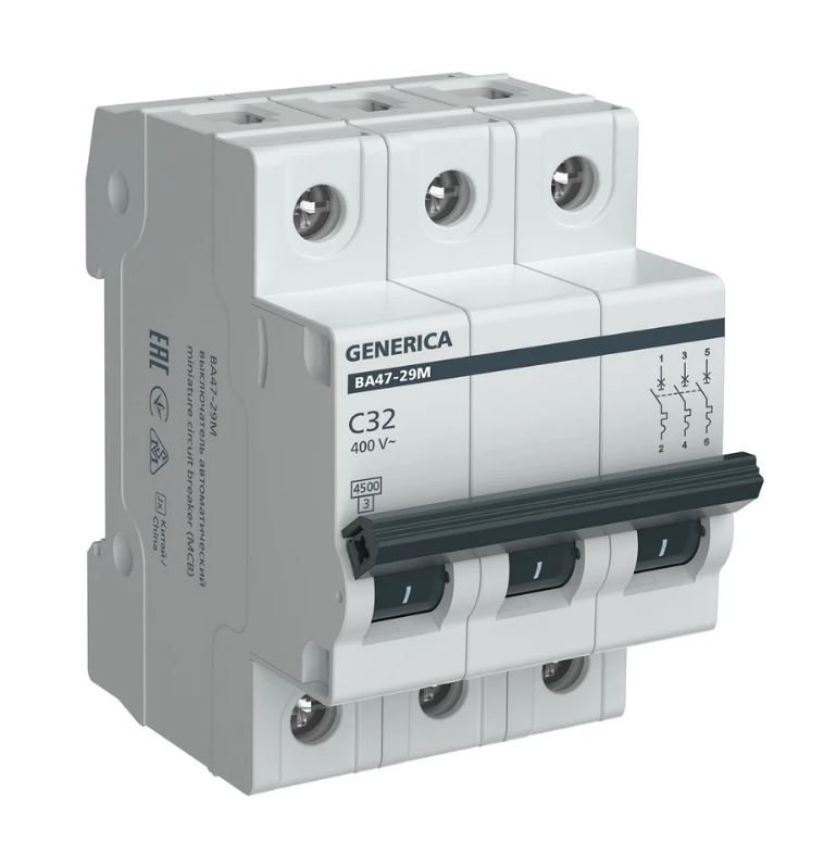 GENERICA ВА47-29М 3P C 32А 4,5кА (MVA21-3-032-C-G)