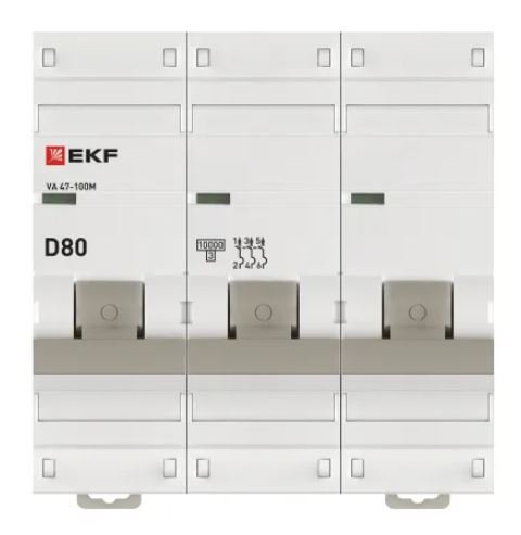 ВА 47-100M 3P 80А (D) 10kA PROXIMA (mcb47100m-3-80D-pro)
