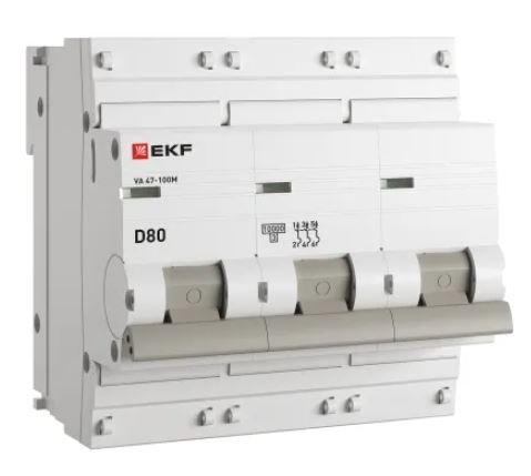 ВА 47-100M 3P 80А (D) 10kA PROXIMA (mcb47100m-3-80D-pro)