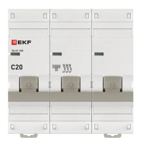 3P 20А (C) 10kA ВА 47-100 PROxima (mcb47100-3-20C-pro)