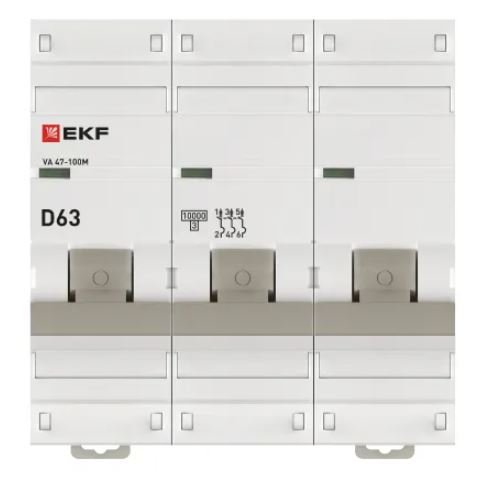 ВА 47-100M 3P 63А (D) 10kA PROXIMA (mcb47100m-3-63D-pro)