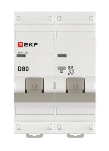 ВА 47-100 2P 80А (D) 10kA PROXIMA (mcb47100-2-80D-pro)