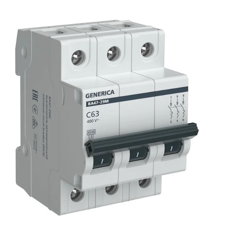 GENERICA ВА47-29М 3P C 63А 4,5кА (MVA21-3-063-C-G)