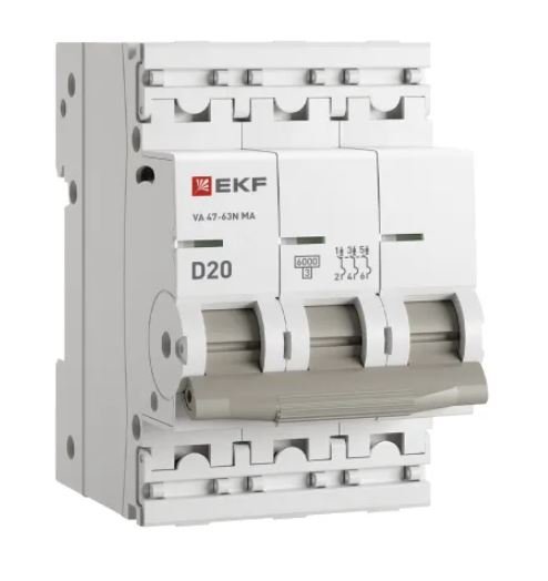 ВА 47-63N MA 3P 20А (D) 6кА PROXIMA (M63MA6320D)