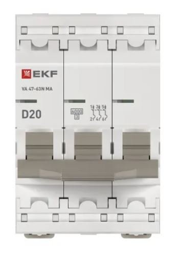 ВА 47-63N MA 3P 20А (D) 6кА PROXIMA (M63MA6320D)