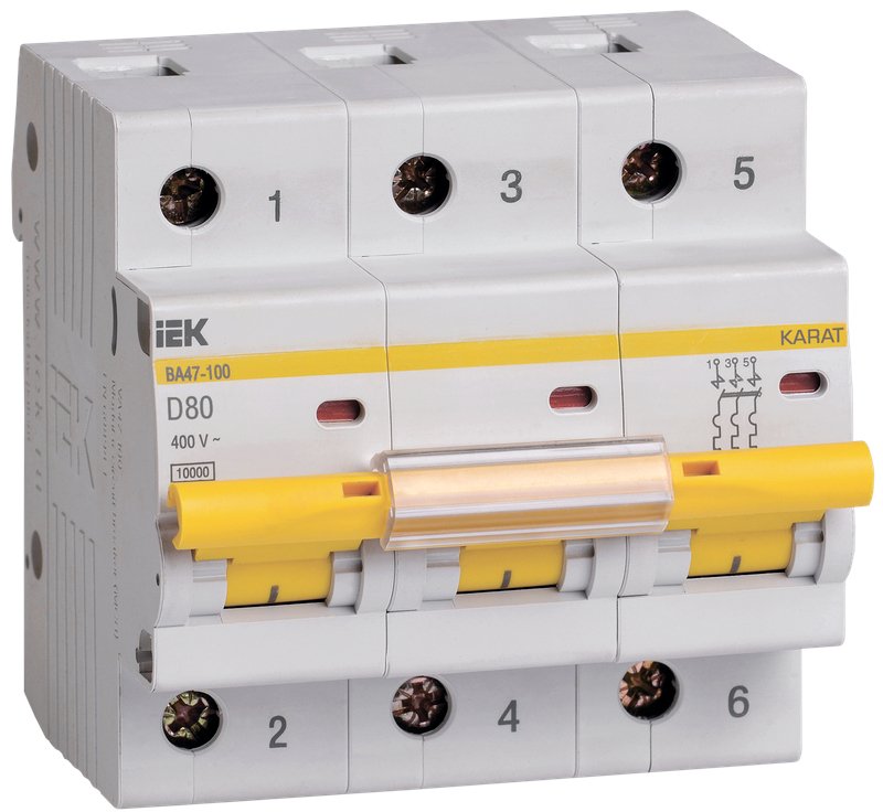 ВА47-100 3P D 80А 10кА KARAT (MVA40-3-080-D)