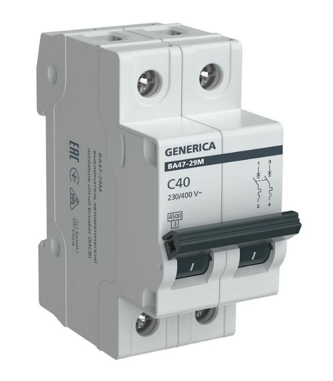 GENERICA ВА47-29М 2P C 40А 4,5кА (MVA21-2-040-C-G)