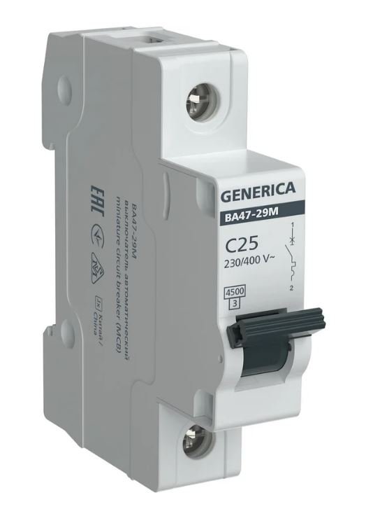 GENERICA ВА47-29М 1P C 25А 4,5кА (MVA21-1-025-C-G)