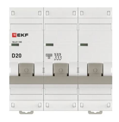 ВА 47-100 3P 20А (D) 10kA PROxima (mcb47100-3-20D-pro)
