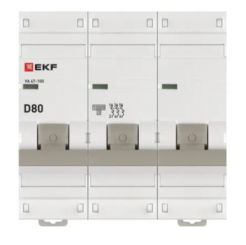 ВА 47-100 3P 80А (D) 10kA PROXIMA (mcb47100-3-80D-pro)