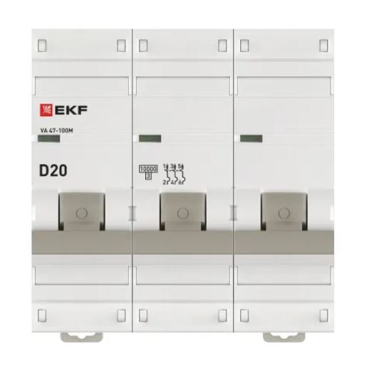 ВА 47-100M 3P 20А (D) 10kA PROXIMA (mcb47100m-3-20D-pro)