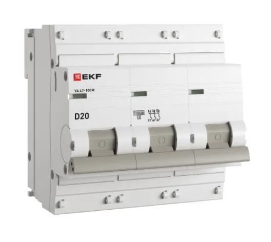 ВА 47-100M 3P 20А (D) 10kA PROXIMA (mcb47100m-3-20D-pro)