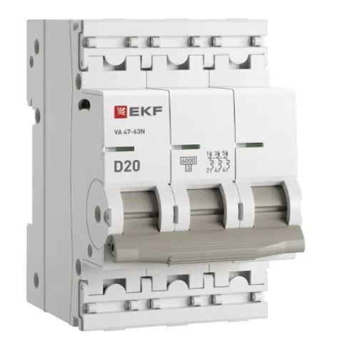 ВА 47-63N 3P 20А (D) 6кА PROXIMA (M636320D)