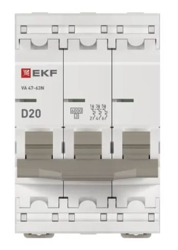 ВА 47-63N 3P 20А (D) 6кА PROXIMA (M636320D)