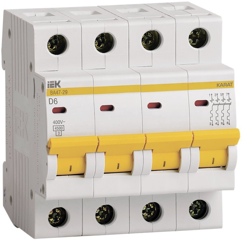ВА47-29 4P D 6А 4,5кА KARAT (MVA20-4-006-D)