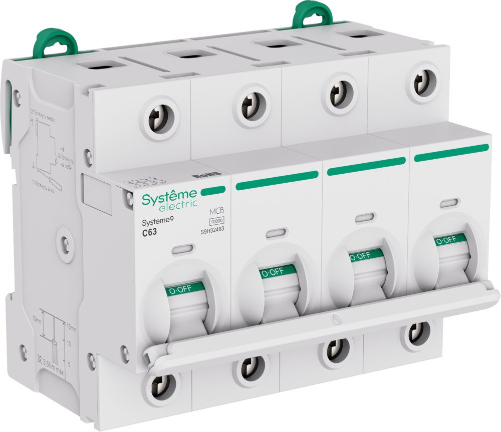 Systeme9 4P 63A 10 kA 400В C 27мм (S9H32463)