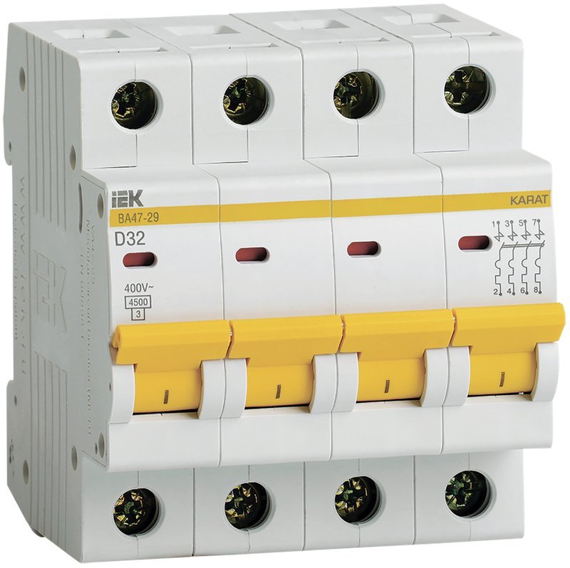 ВА47-29 4P D 32А 4,5кА KARAT (MVA20-4-032-D)