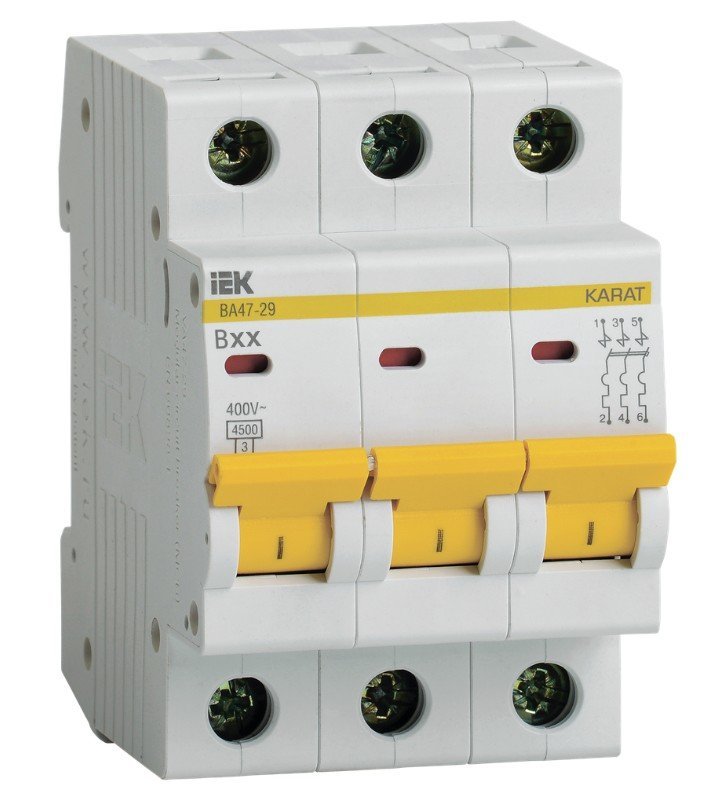 ВА47-29 3P B 6А 4,5кА KARAT (MVA20-3-006-B)