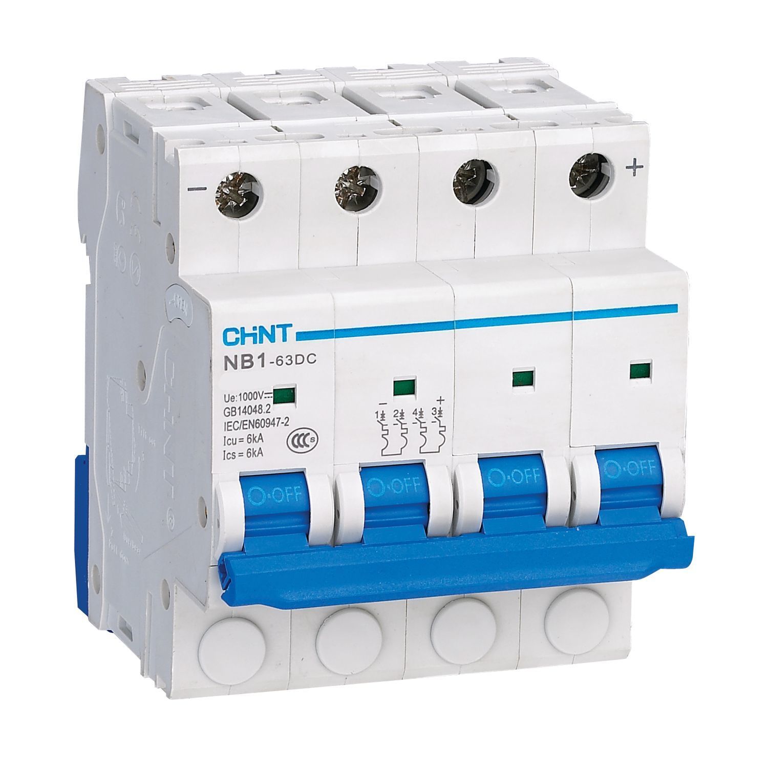 NB1-63DC 4P 50А 6кА х-ка C 1000В DC (R) CHINT (182739)