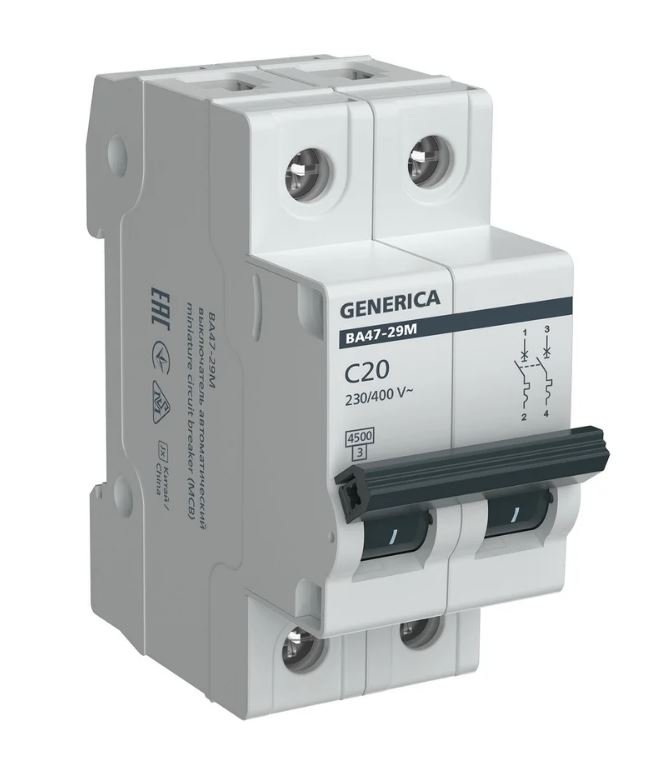 GENERICA ВА47-29М 2P C 20А 4,5кА (MVA21-2-020-C-G)