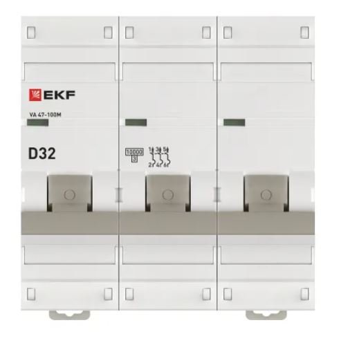 ВА 47-100M 3P 32А (D) 10kA PROXIMA (mcb47100m-3-32D-pro)