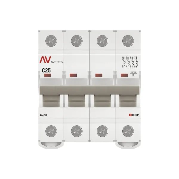 AV-10 4P 25A (C) 10kA AVERES (mcb10-4-25C-av)