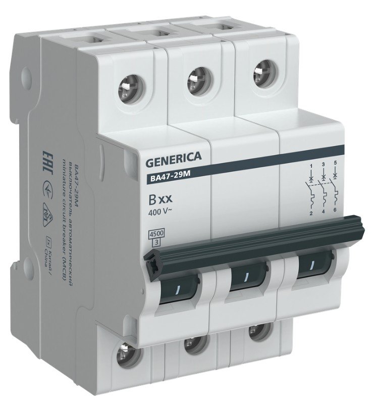 GENERICA ВА47-29М 3P 63А 4,5кА (MVA21-3-063-B-G)