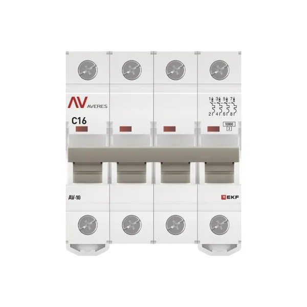AV-10 4P 16A (C) 10kA AVERES (mcb10-4-16C-av)