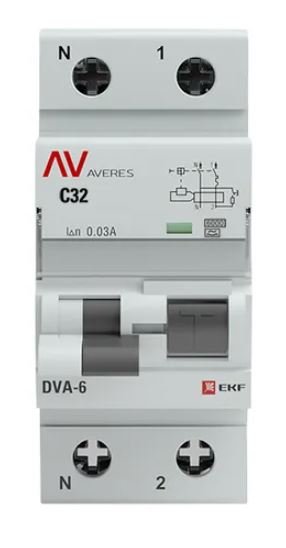 DVA-6 1P+N 32А C 30мА A 6кА AVERES (rcbo6-1pn-32C-30-a-av)