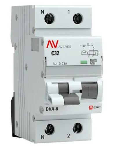 DVA-6 1P+N 32А C 30мА A 6кА AVERES (rcbo6-1pn-32C-30-a-av)