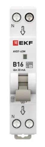 АВДТ-63М 1P+N 18мм 16А B 30мА AC 6кА PROXIMA (DA63M-16B-30)