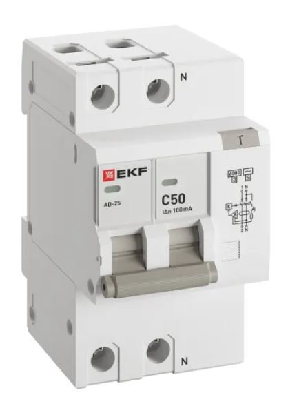 АД-2 2Р (S) 50А C 100мА АС 6кА PROXIMA (DA2-6-50-100S-pro)
