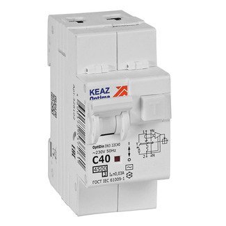 OptiDin D63-22C40-AC-У3 2п C 40А 30мА тип AC 4.5кА, КЭАЗ (328102)