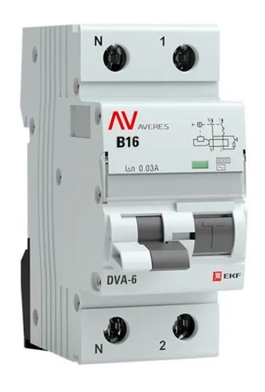 DVA-6 1P+N 16А B 30мА AC 6кА AVERES (rcbo6-1pn-16B-30-ac-av)