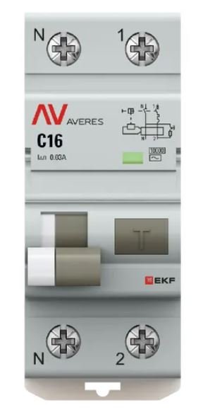 DVA-10 1P+N 16А C 30мА AC 10кА AVERES (rcbo10-1pn-16C-30-ac-av)