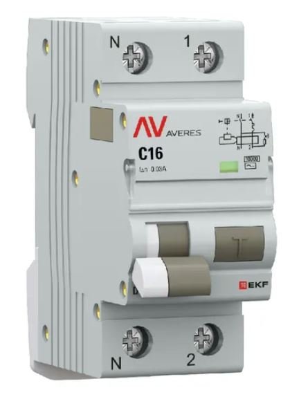 DVA-10 1P+N 16А C 30мА AC 10кА AVERES (rcbo10-1pn-16C-30-ac-av)