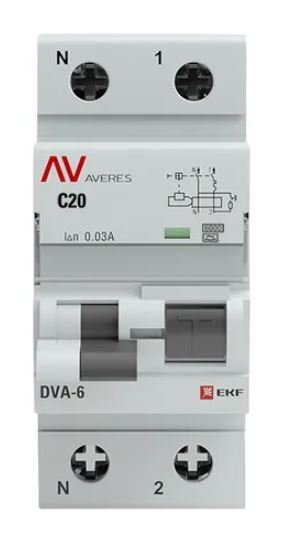 DVA-6 1P+N 20А C 30мА A 6кА AVERES (rcbo6-1pn-20C-30-a-av)