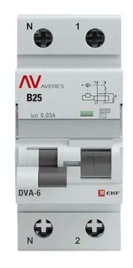 DVA-6 1P+N 25А B 30мА AC 6кА AVERES (rcbo6-1pn-25B-30-ac-av)