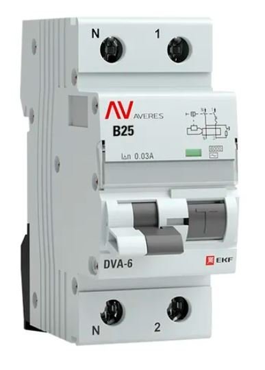 DVA-6 1P+N 25А B 30мА AC 6кА AVERES (rcbo6-1pn-25B-30-ac-av)